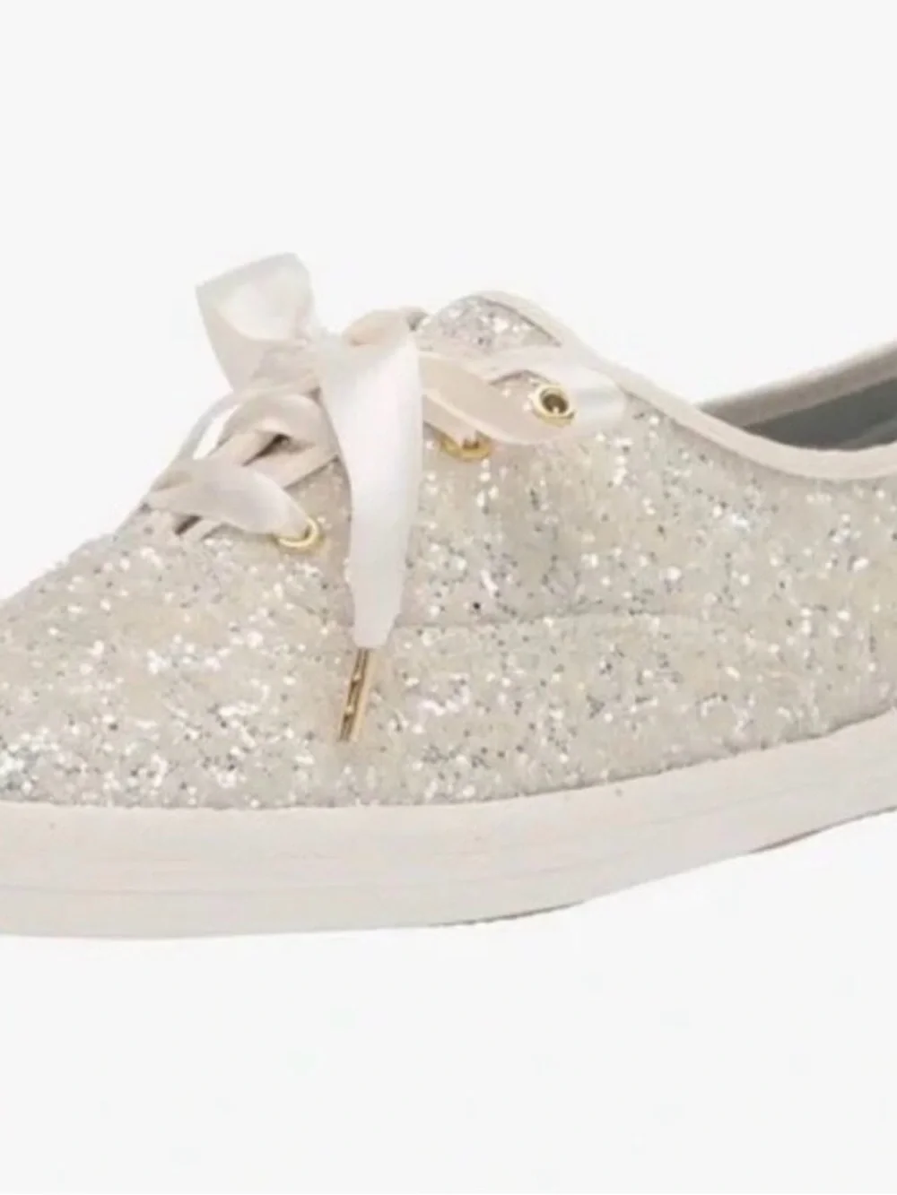 kate spade Glitter Low-Top Sneakers in Silver Cream